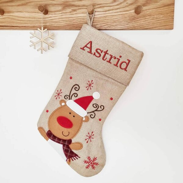 Ljusbrun julstrumpa med namn, 45 cm