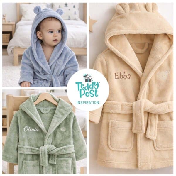 Badrock med namn broderat till barn och bebisar