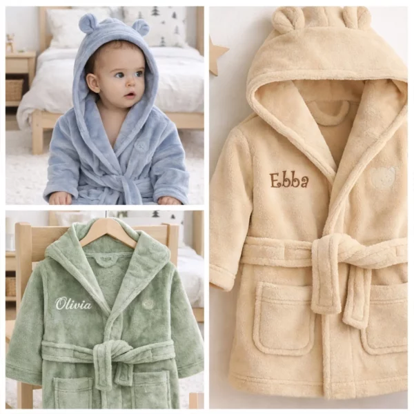 Badrock med namn broderat till barn och bebisar