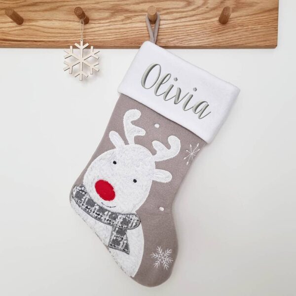 Älg julstrumpa med namn, 45 cm