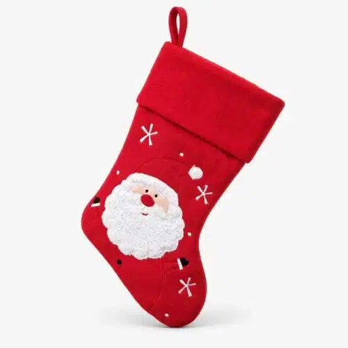 Helröd julstrumpa med tomte