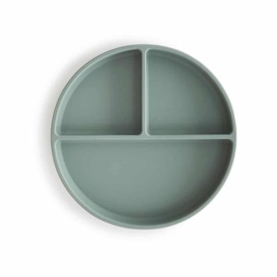Silikontallrik cambridge blue mushie topp