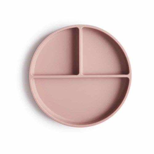 Silikontallrik blush mushie topp