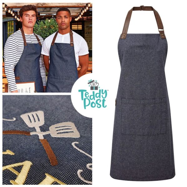 Kockförkläde med namn broderat