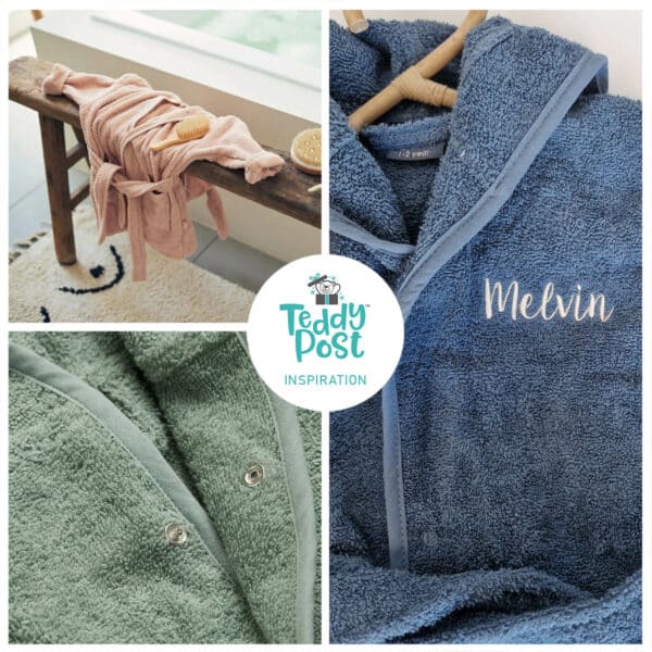 Badrock med namn barn frotté med namn broderat teddyppost