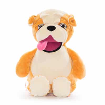 Bulldog mjukisdjur med namn broderat