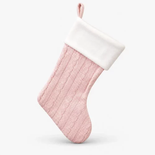 Rosa vävd julstrumpa med namn