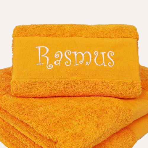 Orange handduk med val egen text