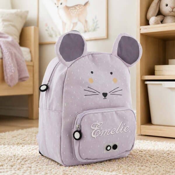 Mus ryggsäck med namn broderat