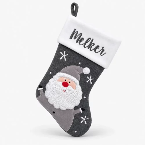 Grå julstrumpa med namn
