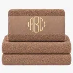Brown towel with monogram
