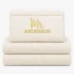Personalized Towel in ivory color with name