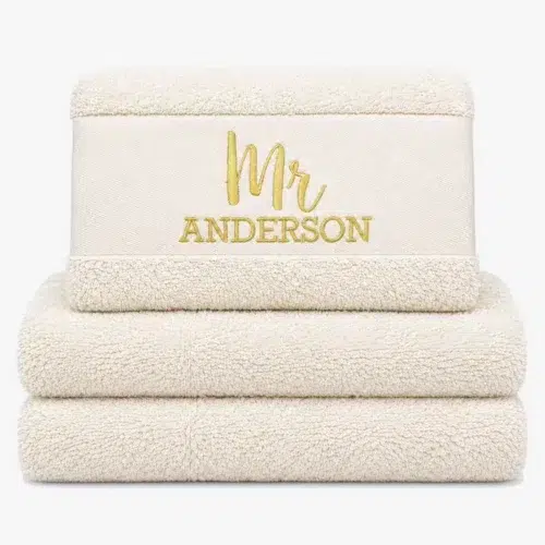 Personalized Towel in ivory color with name