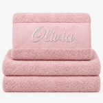 Powder pink towel with name