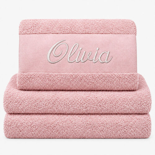 Powder pink towel with name