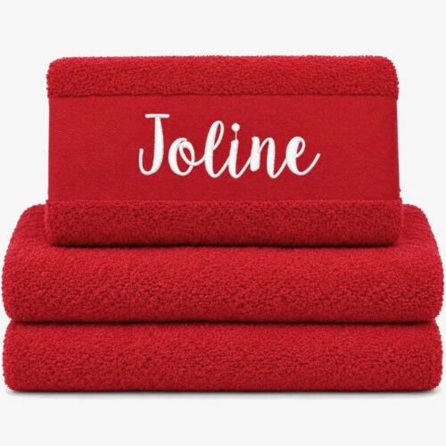 Personalized Towel in red color with name